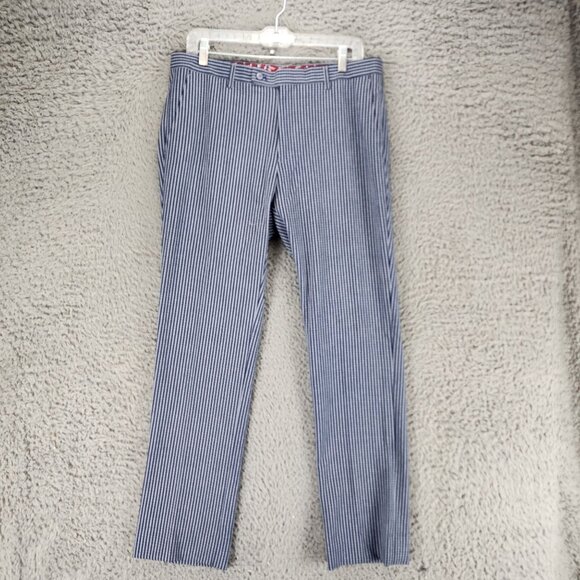 Paisley & Gray Pants Mens 32x32 Blue Striped Stretch Mid Rise Slim Fit *NWT*